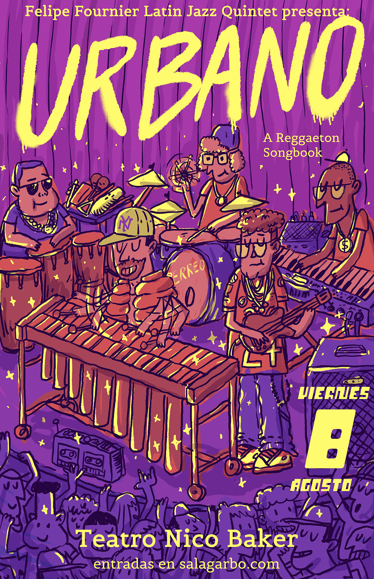 Afiche de Felipe Fournier Latin Jazz Quintet presenta: URBANO - A Reggaeton Songbook (Teatro Nico Baker) (Entrada Estudiantes)