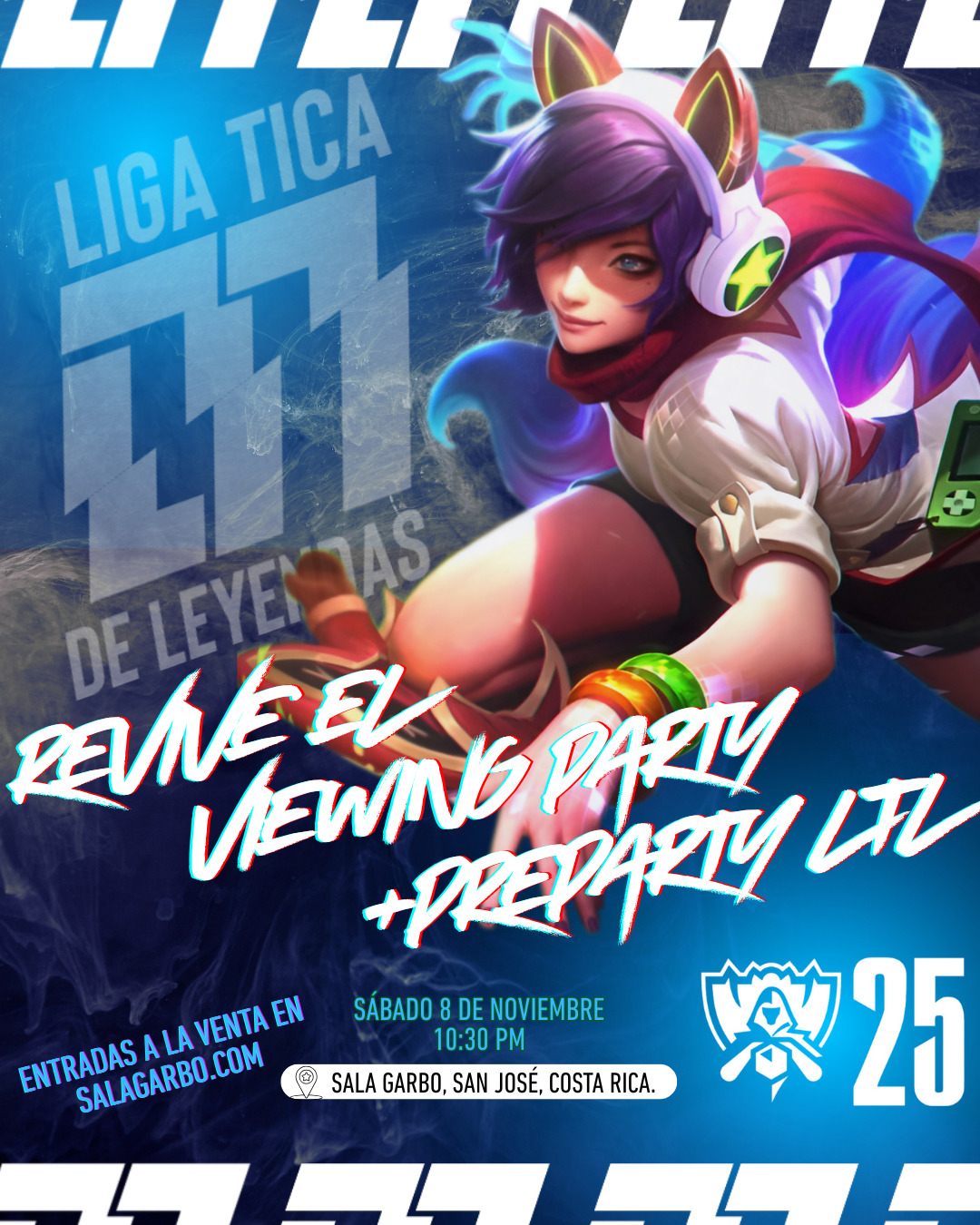 Afiche de Liga Tica de Leyendas presenta el Viewing Party oficial del Mundial de League of Legends - Dragón (Con comida)