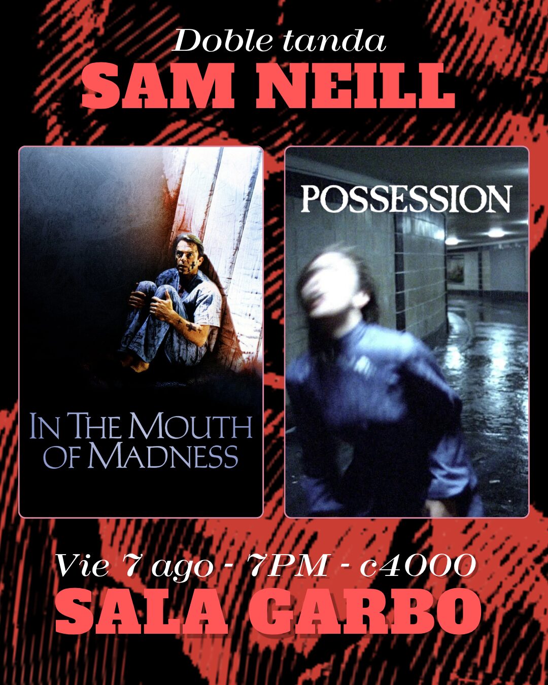Afiche de Garbo Serie B presenta: Doble tanda Sam Neill
