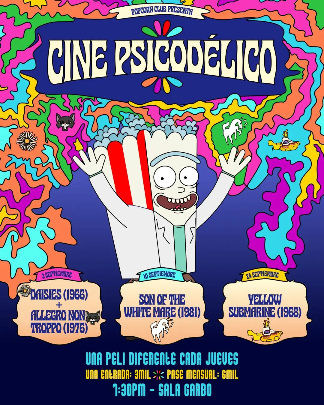 Afiche de Popcorn Club presenta: Cine Psicodélico (Pase Mensual)