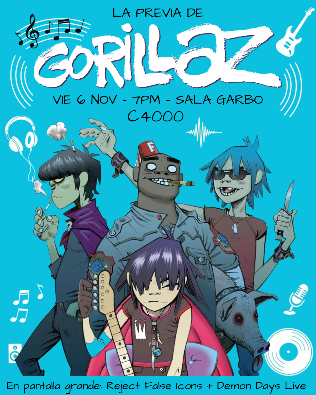 Afiche de Serie B presenta: Doble tanda: Gorillaz Warm Up